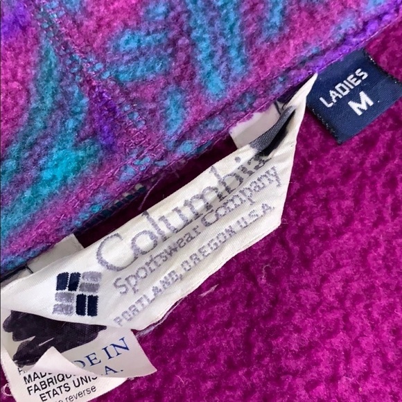 Vintage Columbia Saved By The Bell 1990 purple magenta fleece zip up pullover - Picture 3 of 8